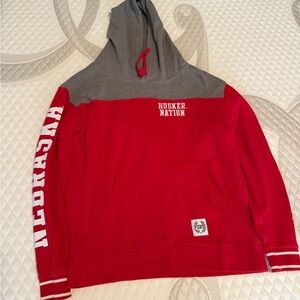 PINK Victoria's Secret Red and Gray Crewneck Hoodie — Husker Nation